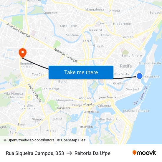 Rua Siqueira Campos, 353 to Reitoria Da Ufpe map