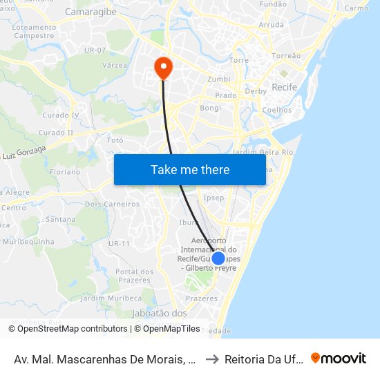 Av. Mal. Mascarenhas De Morais, S/N to Reitoria Da Ufpe map