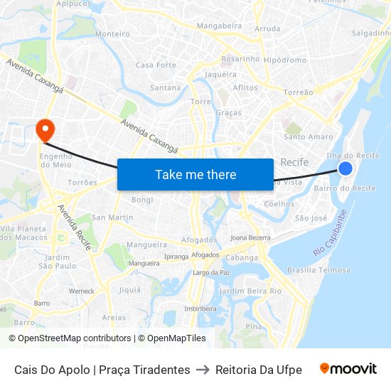 Cais Do Apolo | Praça Tiradentes to Reitoria Da Ufpe map