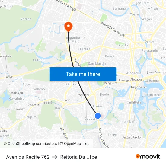 Avenida Recife 762 to Reitoria Da Ufpe map