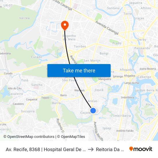 Av. Recife, 8368 | Hospital Geral De Areias to Reitoria Da Ufpe map