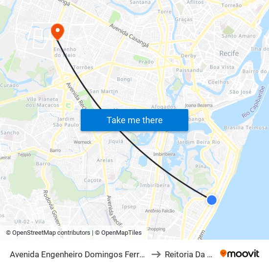 Avenida Engenheiro Domingos Ferreira 636 to Reitoria Da Ufpe map