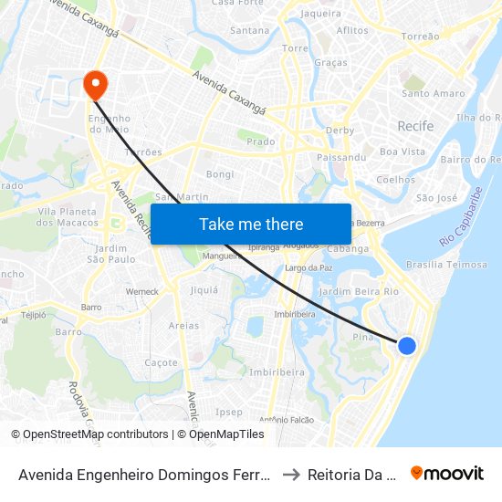 Avenida Engenheiro Domingos Ferreira 878 to Reitoria Da Ufpe map