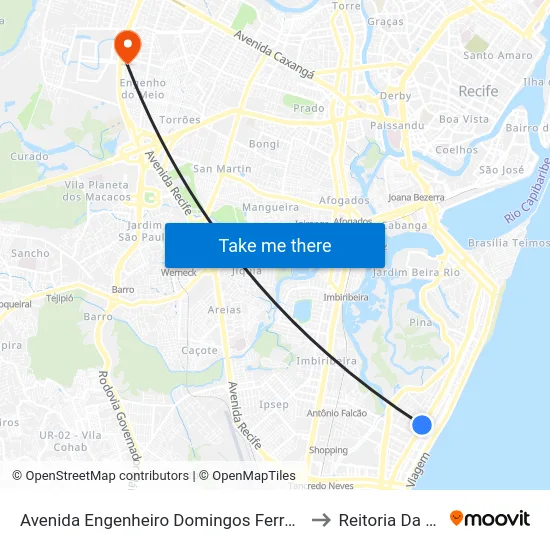 Avenida Engenheiro Domingos Ferreira 2768 to Reitoria Da Ufpe map