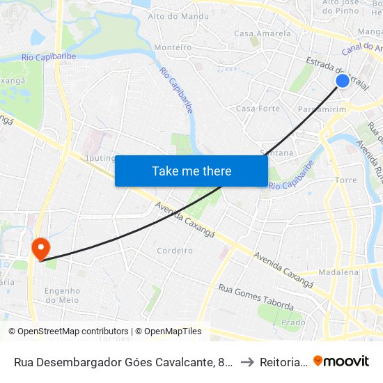 Rua Desembargador Góes Cavalcante, 84 | Hospital Agamenon Magalhães to Reitoria Da Ufpe map