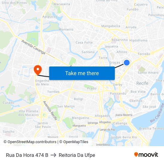Rua Da Hora 474 B to Reitoria Da Ufpe map