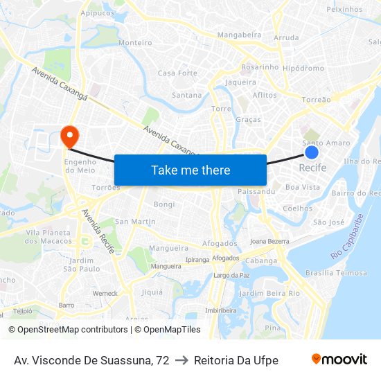 Av. Visconde De Suassuna, 72 to Reitoria Da Ufpe map