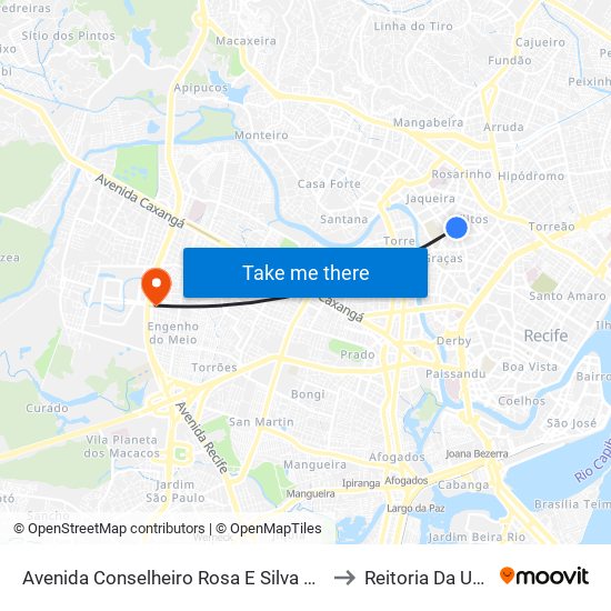 Avenida Conselheiro Rosa E Silva 1226 to Reitoria Da Ufpe map