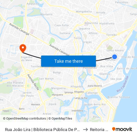 Rua João Lira | Biblioteca Pública De Pernambuco (Parada 4) to Reitoria Da Ufpe map