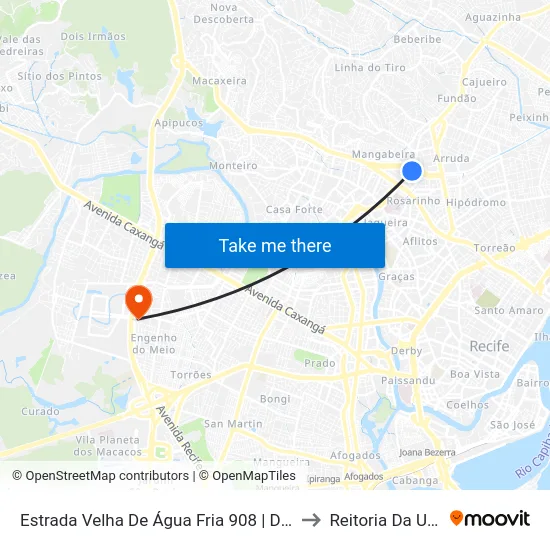 Estrada Velha De Água Fria 908 | Dnocs to Reitoria Da Ufpe map
