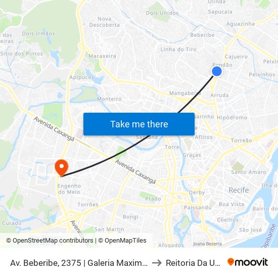 Av. Beberibe, 2375 | Galeria Maximiano to Reitoria Da Ufpe map