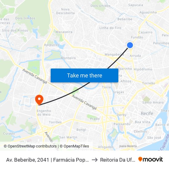 Av. Beberibe, 2041 | Farmácia Popular to Reitoria Da Ufpe map