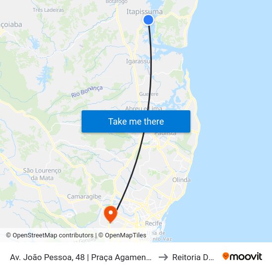 Av. João Pessoa, 48 | Praça Agamenon Magalhães to Reitoria Da Ufpe map
