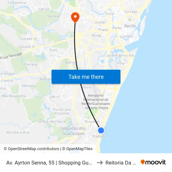 Av. Ayrton Senna, 55 | Shopping Guararapes to Reitoria Da Ufpe map
