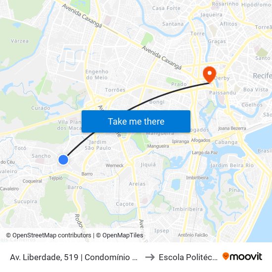 Av. Liberdade, 519 | Condomínio Torres Da Liberdade to Escola Politécnica - Upe map
