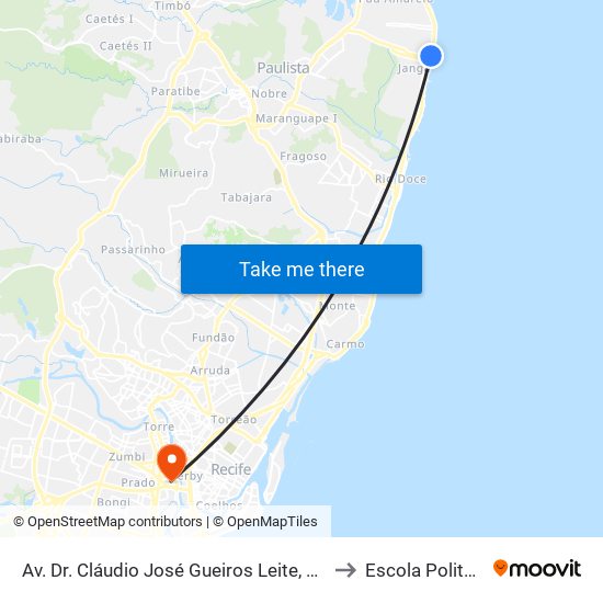 Av. Dr. Cláudio José Gueiros Leite, 342 | Janga Medical Center to Escola Politécnica - Upe map