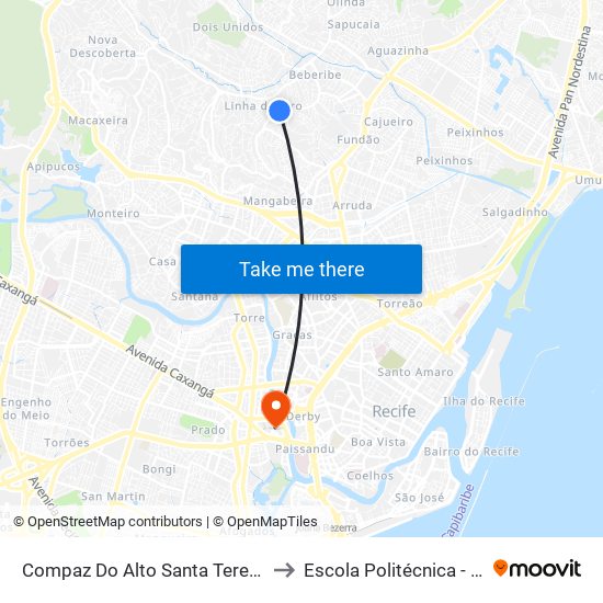 Compaz Do Alto Santa Terezinha to Escola Politécnica - Upe map