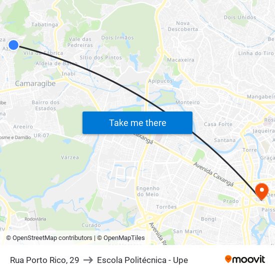 Rua Porto Rico, 29 to Escola Politécnica - Upe map