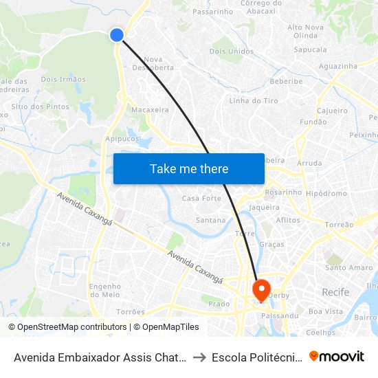 Avenida Embaixador Assis Chateaubriand, 26 to Escola Politécnica - Upe map