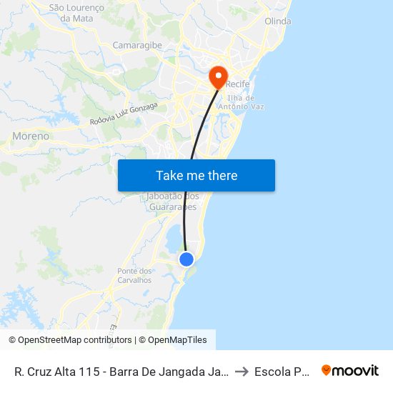 R. Cruz Alta 115 - Barra De Jangada Jaboatão Dos Guararapes - Pe 54470-270 Brasil to Escola Politécnica - Upe map