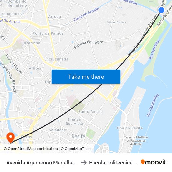 Avenida Agamenon Magalhães 664 to Escola Politécnica - Upe map