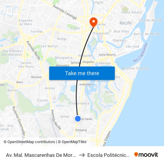 Av. Mal. Mascarenhas De Morais, 7249 to Escola Politécnica - Upe map