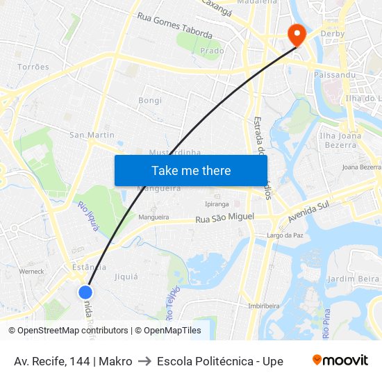 Av. Recife, 144 | Makro to Escola Politécnica - Upe map
