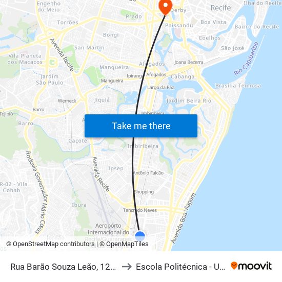 Rua Barão Souza Leão, 1295 to Escola Politécnica - Upe map