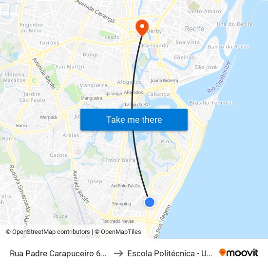 Rua Padre Carapuceiro 617 to Escola Politécnica - Upe map