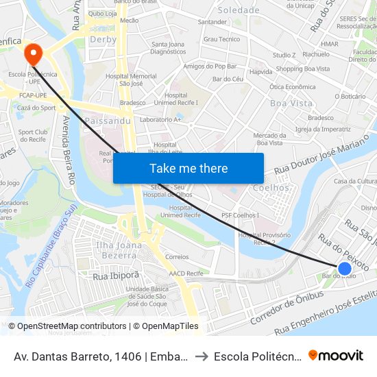 Av. Dantas Barreto, 1406 | Embarque Progresso to Escola Politécnica - Upe map