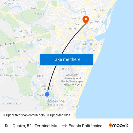 Rua Quatro, 52 | Terminal Muribeca to Escola Politécnica - Upe map