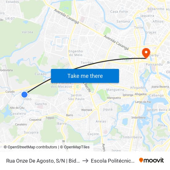 Rua Onze De Agosto, S/N | Bido Krause to Escola Politécnica - Upe map