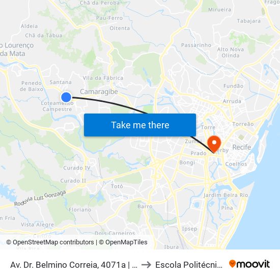 Av. Dr. Belmino Correia, 4071a | Max Varejão to Escola Politécnica - Upe map