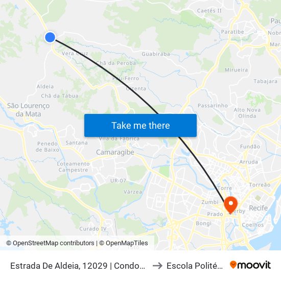 Estrada De Aldeia, 12029 | Condomínio Torquato Castro to Escola Politécnica - Upe map