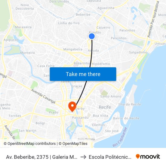 Av. Beberibe, 2375 | Galeria Maximiano to Escola Politécnica - Upe map