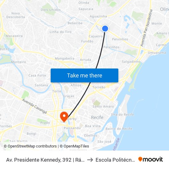 Av. Presidente Kennedy, 392 | Rádio Tamandaré to Escola Politécnica - Upe map