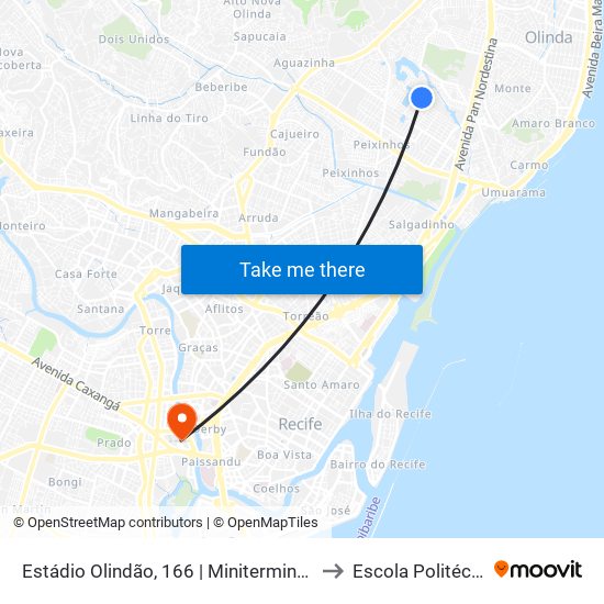 Estádio Olindão, 166 | Miniterminal De Jardim Brasil I to Escola Politécnica - Upe map