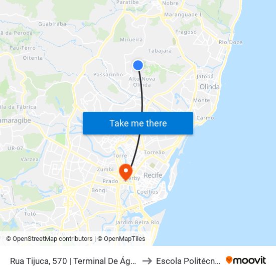 Rua Tijuca, 570 | Terminal De Águas Compridas to Escola Politécnica - Upe map