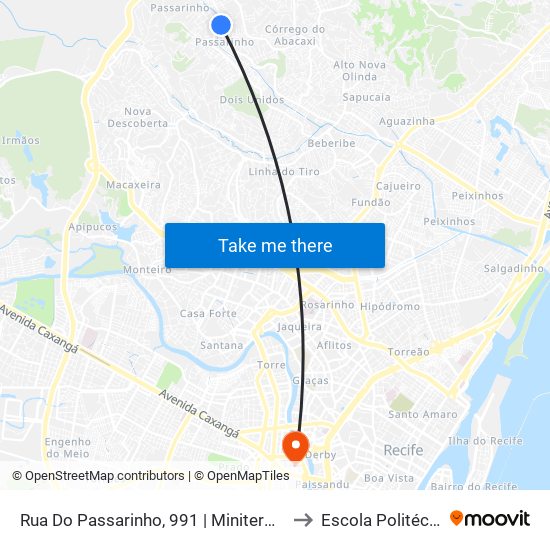 Rua Do Passarinho, 991 | Miniterminal Do Passarinho to Escola Politécnica - Upe map