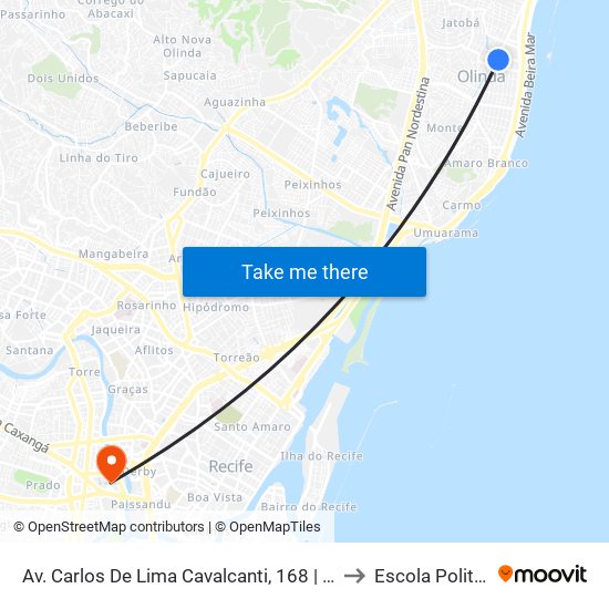 Av. Carlos De Lima Cavalcanti, 168 | Igreja Batista Em Bairro Novo to Escola Politécnica - Upe map