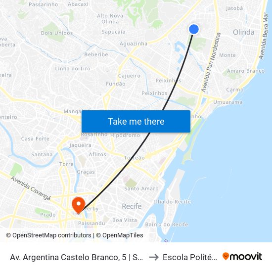 Av. Argentina Castelo Branco, 5 | Super Mercado Soberano to Escola Politécnica - Upe map