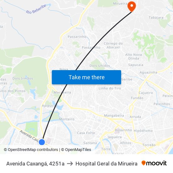 Avenida Caxangá, 4251a to Hospital Geral da Mirueira map