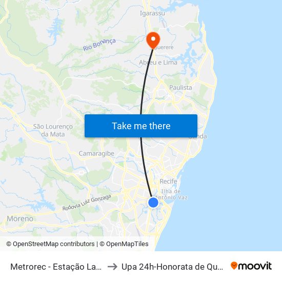 Metrorec - Estação Largo Da Paz to Upa 24h-Honorata de Queiroz Galvão map