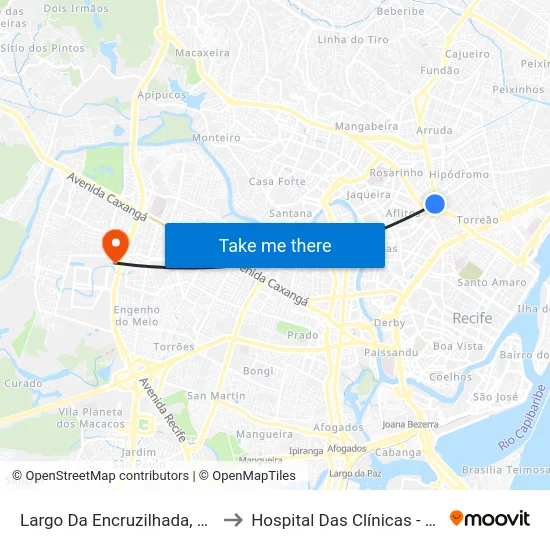 Largo Da Encruzilhada, 1980 to Hospital Das Clínicas - Ufpe map