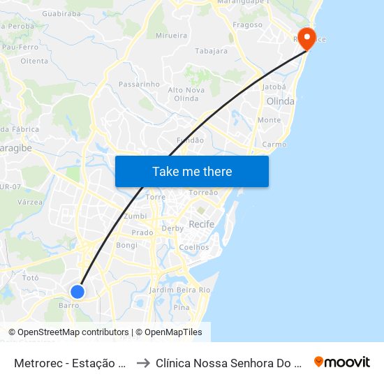 Metrorec - Estação Barro to Clínica Nossa Senhora Do Carmo map