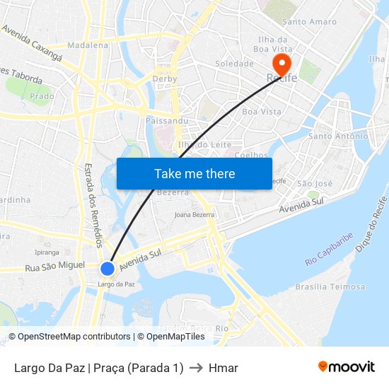 Largo Da Paz | Praça (Parada 1) to Hmar map