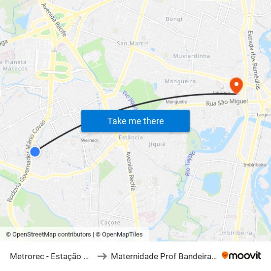 Metrorec - Estação Barro to Maternidade Prof Bandeira Filho map