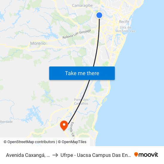 Avenida Caxangá, 4251a to Ufrpe - Uacsa Campus Das Engenharias map