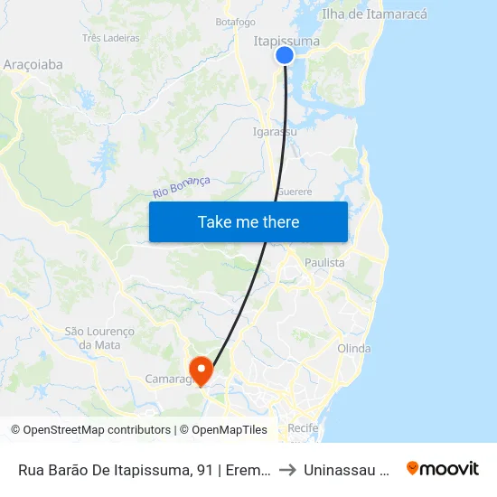 Rua Barão De Itapissuma, 91 | Erem Euridice Cadaval to Uninassau Caxangá map
