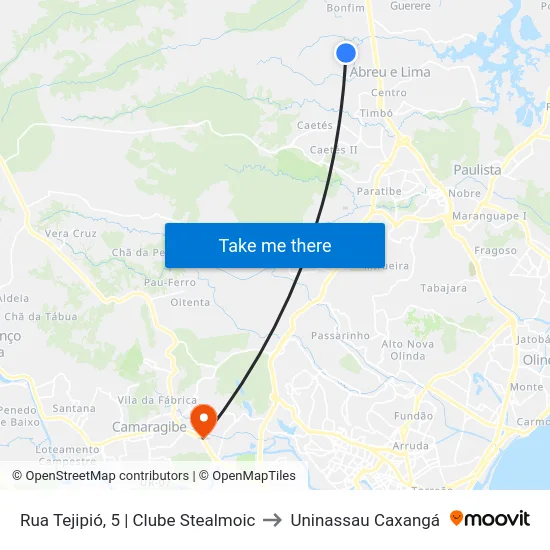 Rua Tejipió, 5 | Clube Stealmoic to Uninassau Caxangá map